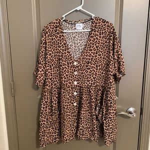 Cheetah Babydoll Mini Dress